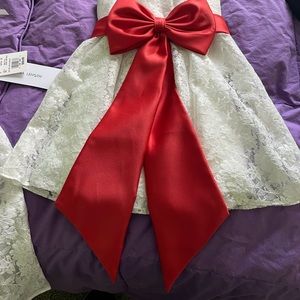 Two flower girl dresses. Sizes 2 and 3. One never worn the other worn once